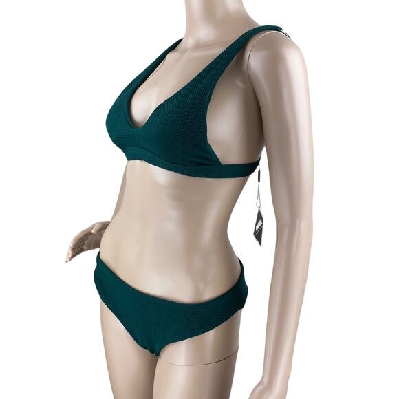 New Zaful Green 2 Piece Padded Swim Top Brazilian Thong Bottom Swimsuit US 6/M - Picture 4 of 9